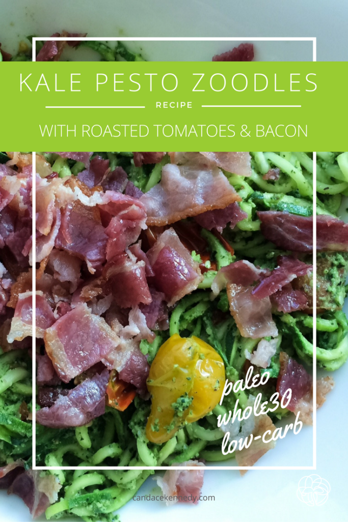 kale pesto zoodles with bacon