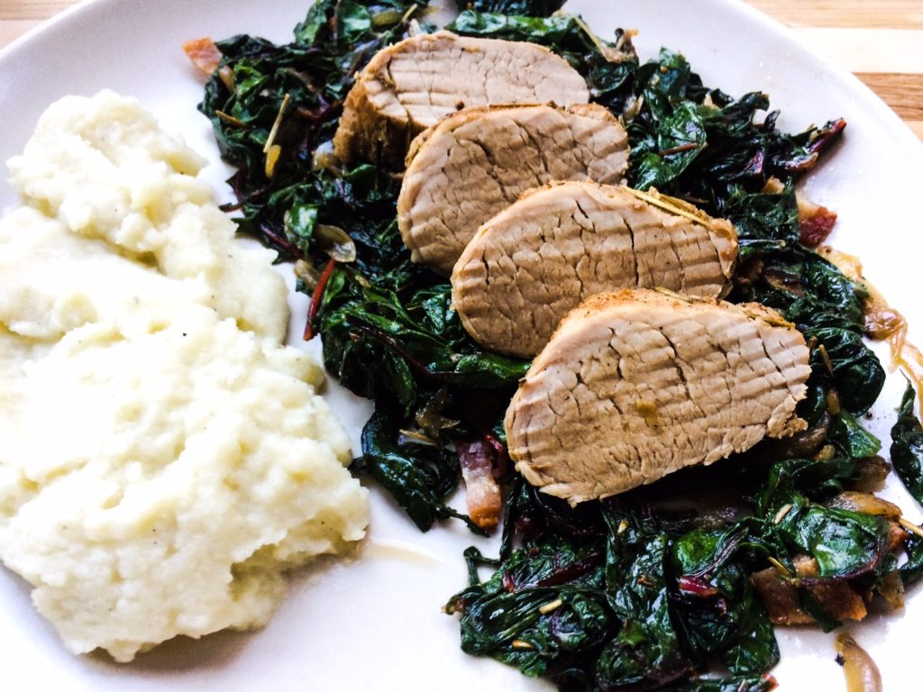 RECIPE: One-Pot Pork Tenderloin with Swiss Chard | Paleo, Whole30, Low-Carb | by Candace Kennedy