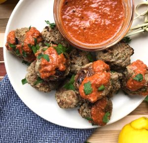RECIPE: Lamb Meatballs with Muhammara Sauce | Paleo, Low-Carb, Whole30