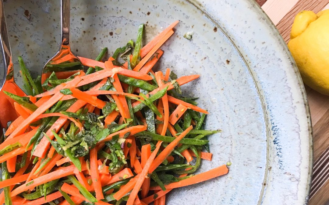 Spring Herb Salad with Snap Peas, Carrot, and Mint
